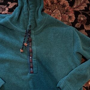 Vintage Ll bean Teal Fleece Pullover Hoodie